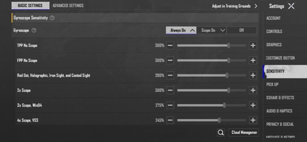 Best BGMI Gyroscope Sensitivity