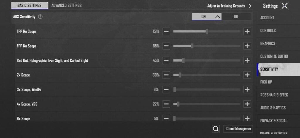 BGMI Sensitivity for Non-Gyro Players
