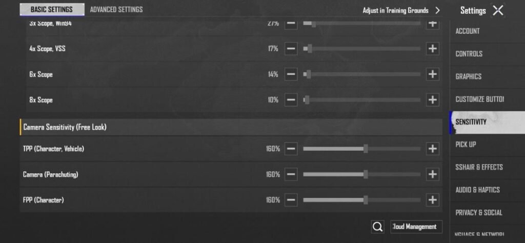 BGMI Sensitivity Settings